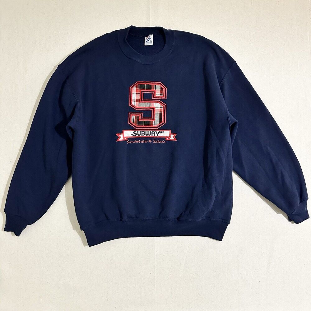 Vintage Jerzees Subway Sweatshirt Men XL Crewneck Made In USA